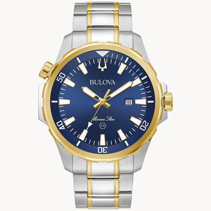 Blue Dial Stainless Steel Bracelet Marine Star 98B384 Bulova
